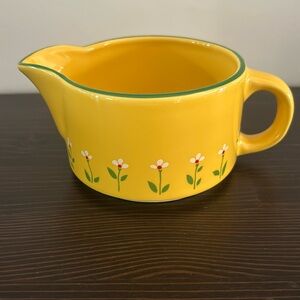 Vintage Teleflora Yellow Creamer with Flowers 1985